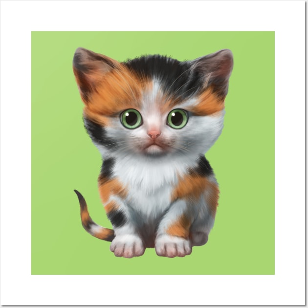 Cat-a-clysm Calico kitten Wall Art by ikerpazstudio